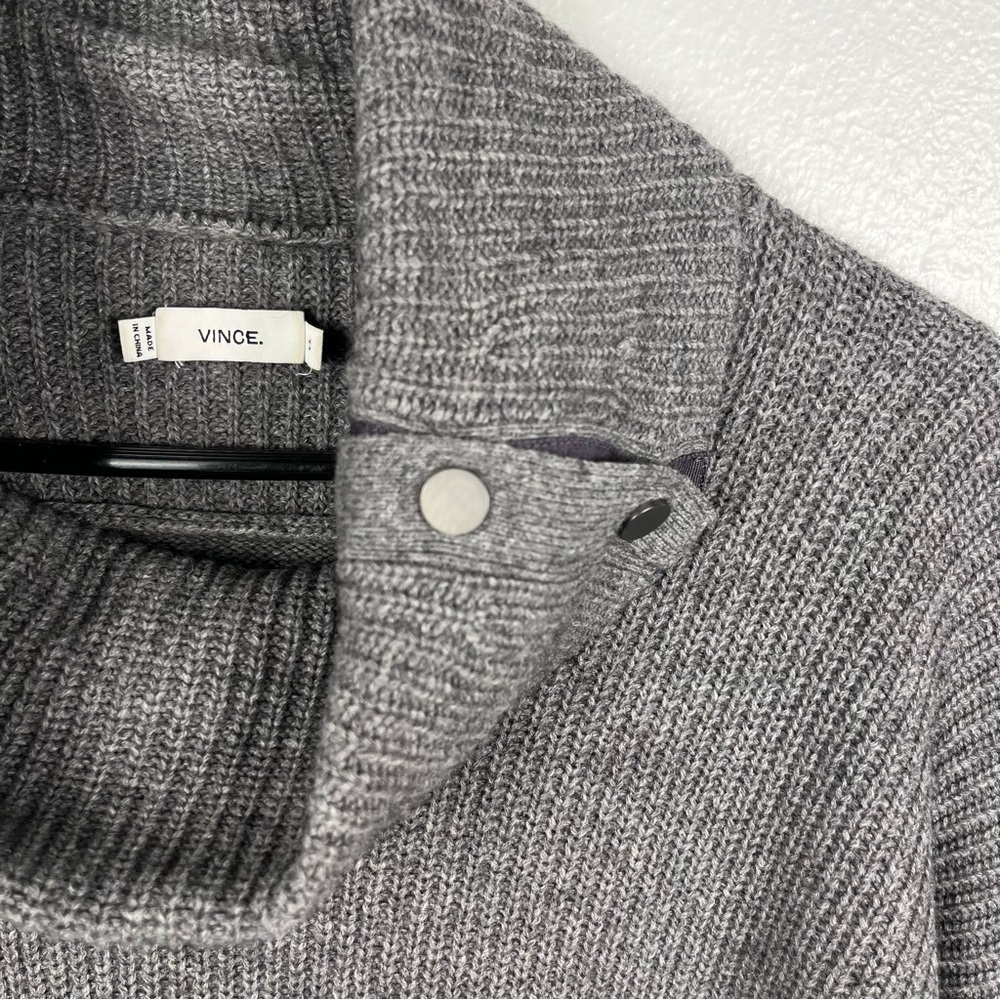 VINCE Oversized Gray Wool Yak Blend Turtleneck Snap Pullover Sweater XS - Picture 5 of 6